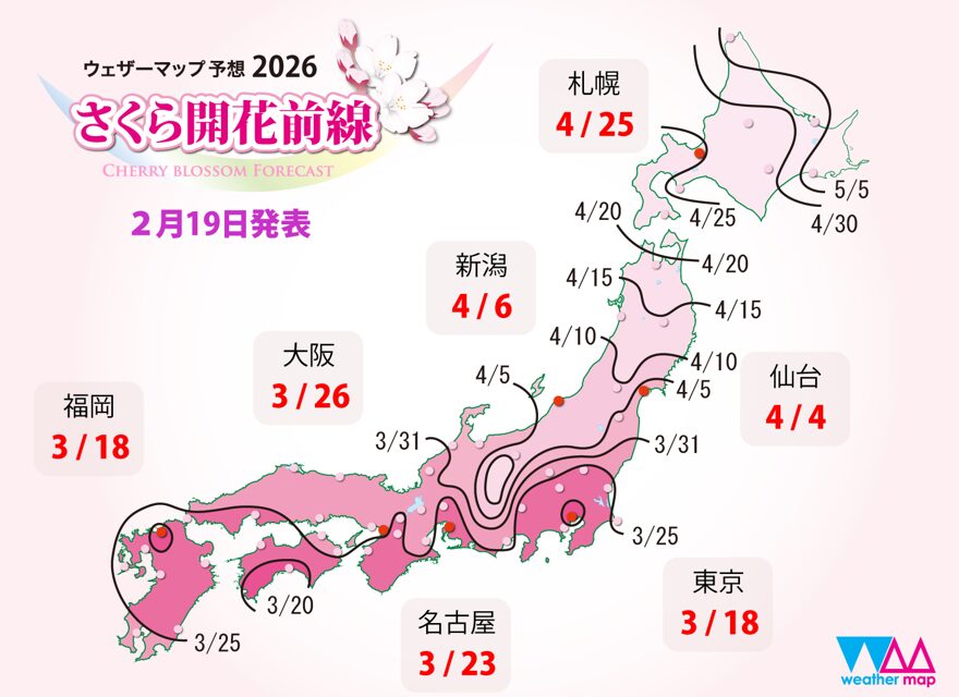 今年の桜開花前線